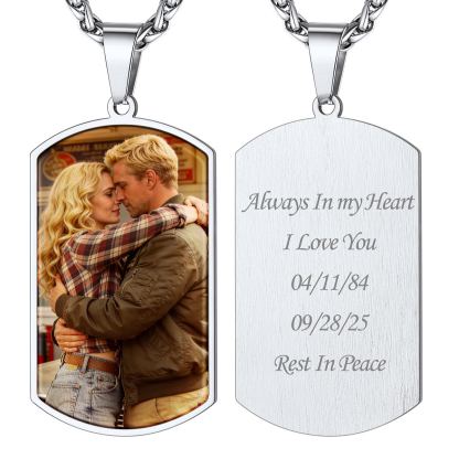 Custom Photo & Engraving Stainless Steel Dog Tag Necklace