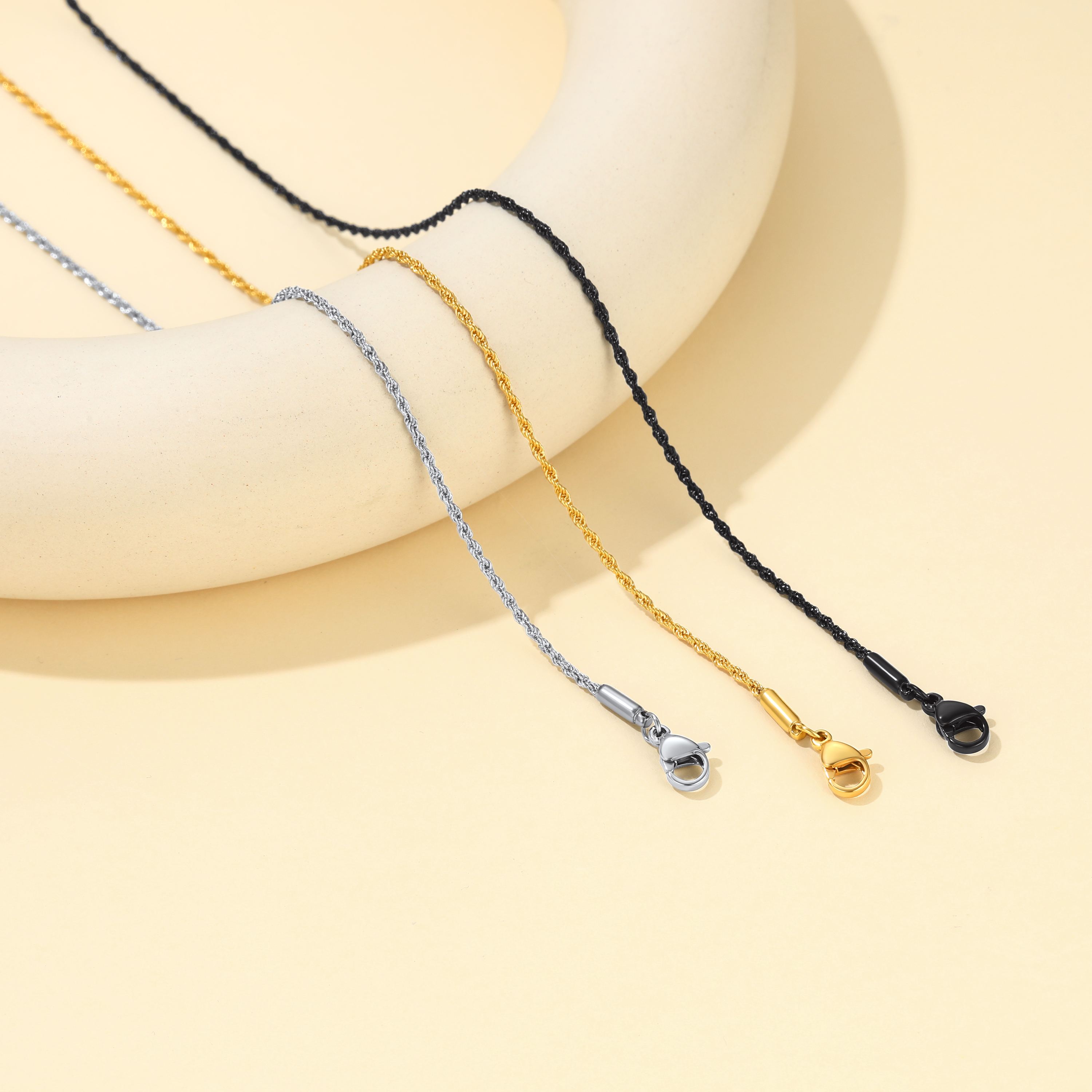 1.5mm-3mm Stainless Steel Rope Chain Necklace For Men
