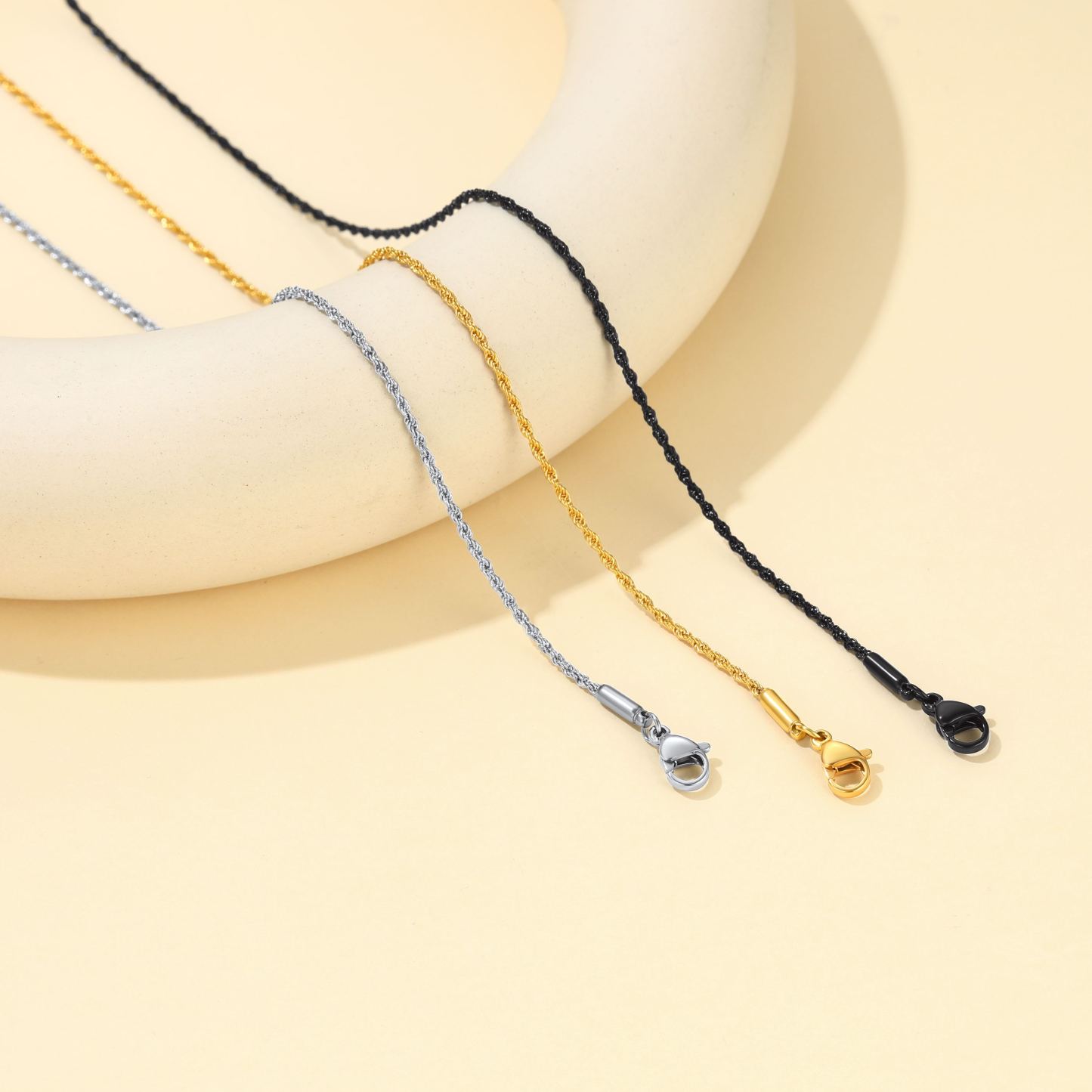 1.5mm-3mm Stainless Steel Rope Chain Necklace For Men