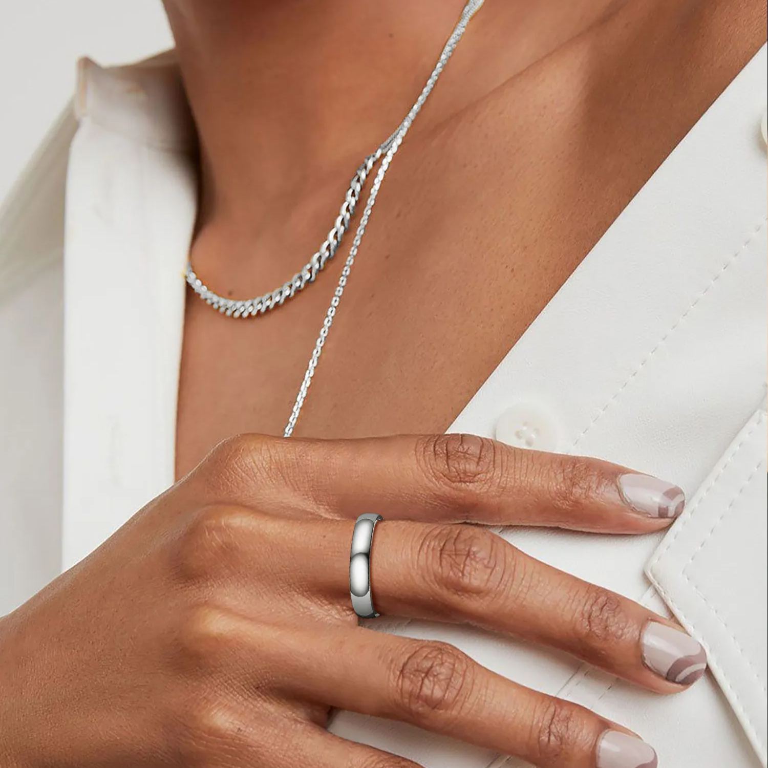 2mm-8mm Polished Stainless Steel Ring For Men Women