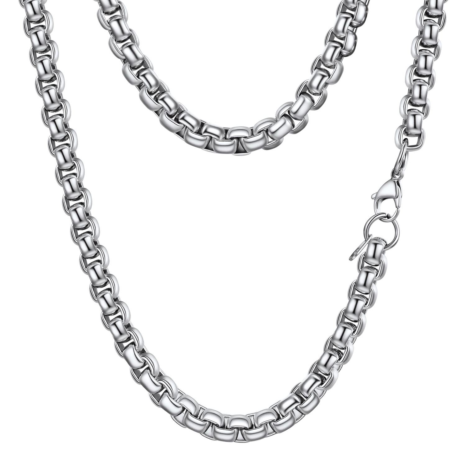 Rolo Box Link Chain Stainless Steel Link Necklace For Men 