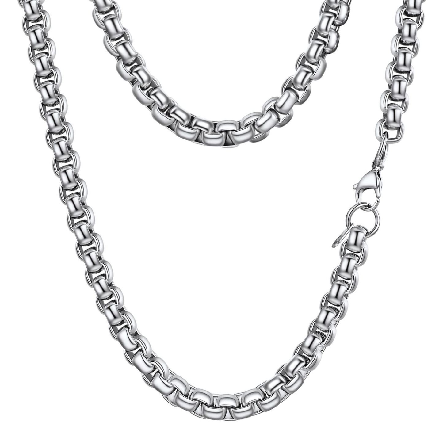 Rolo Box Link Chain Stainless Steel Link Necklace For Men 