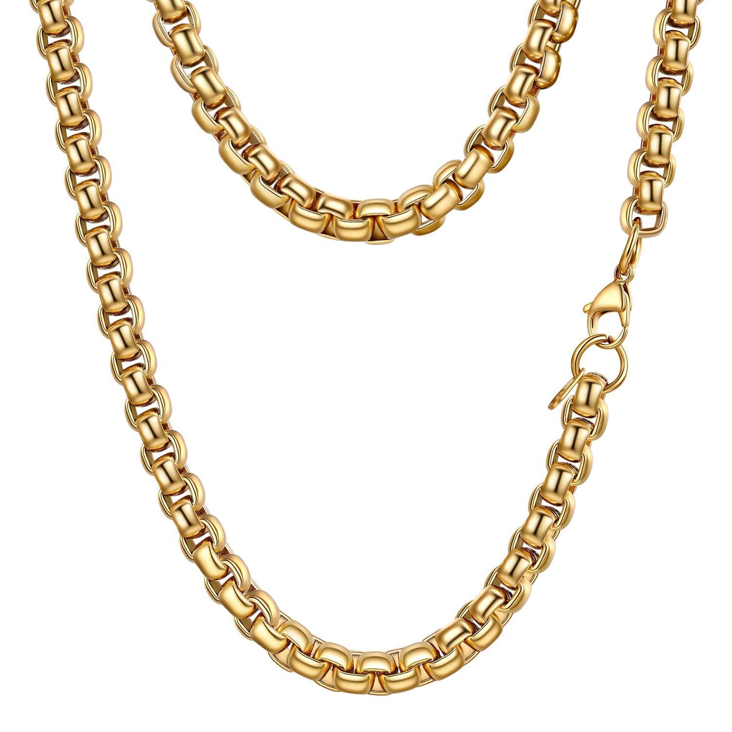 Rolo Box Link Chain Stainless Steel Link Necklace For Men 