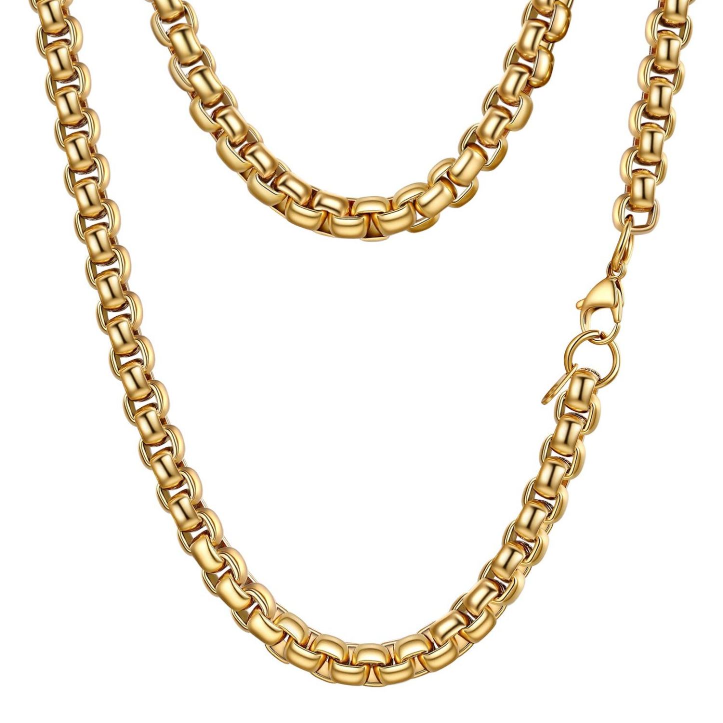 Rolo Box Link Chain Stainless Steel Link Necklace For Men 