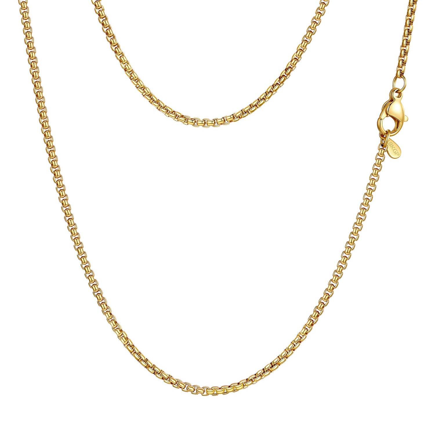 Rolo Box Link Chain Stainless Steel Link Necklace For Men 