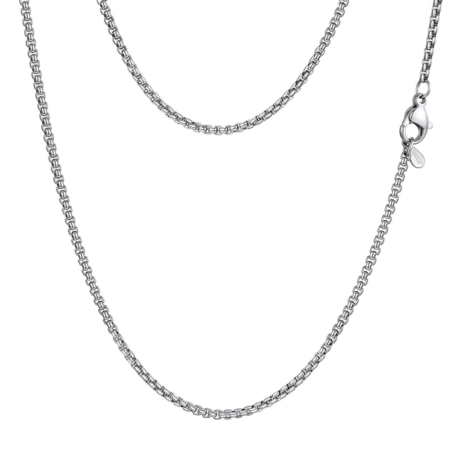 Rolo Box Link Chain Stainless Steel Link Necklace For Men 