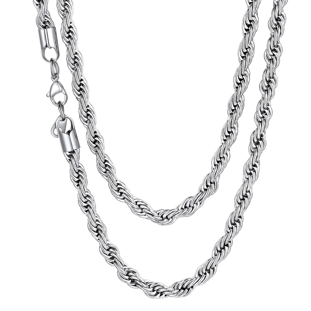 3/6/9MM Twisted Rope Chain Stainless Steel Link Necklace