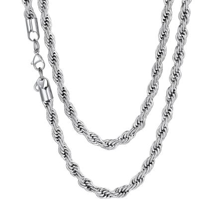 3/6/9MM Twisted Rope Chain Stainless Steel Link Necklace