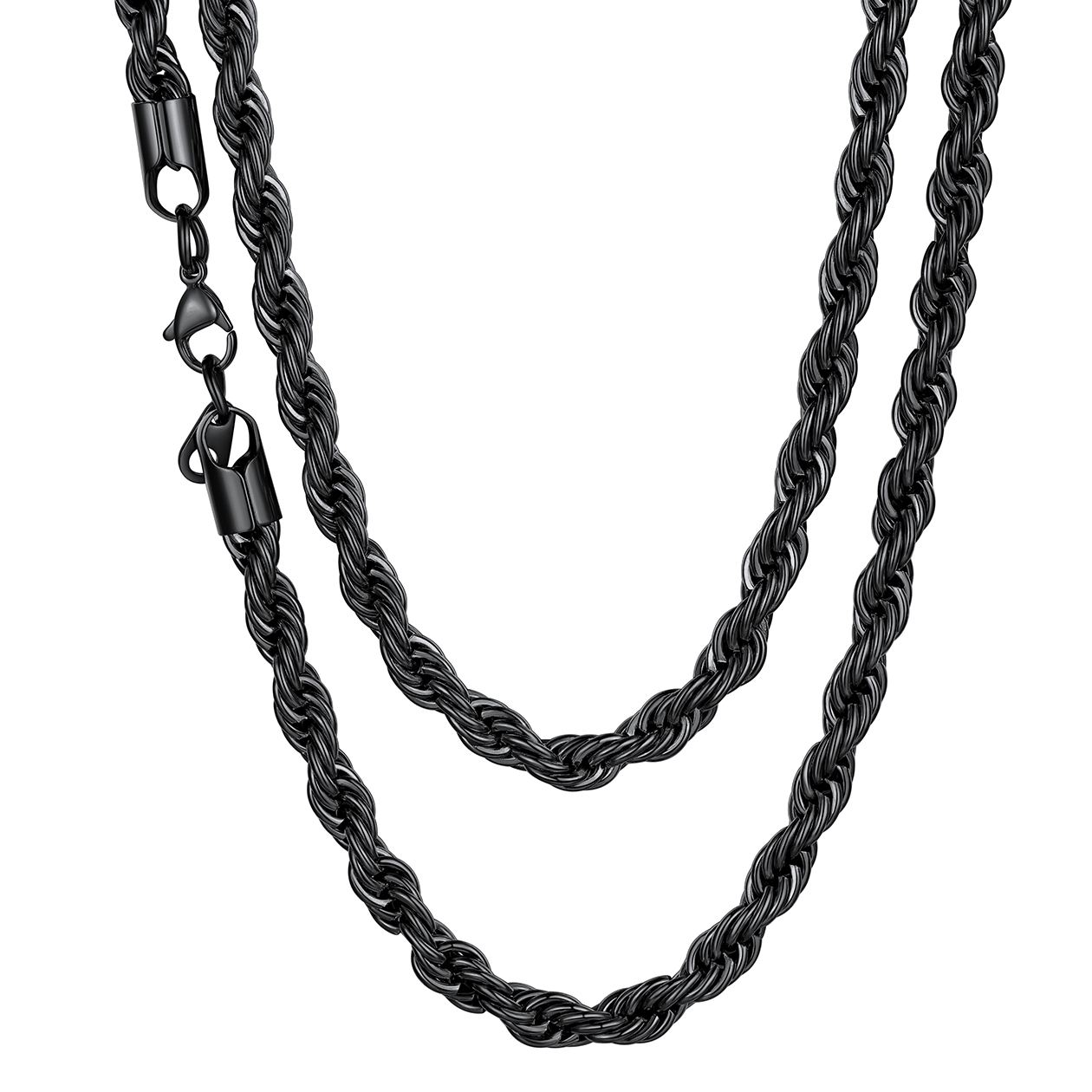 3/6/9MM Twisted Rope Chain Stainless Steel Link Necklace