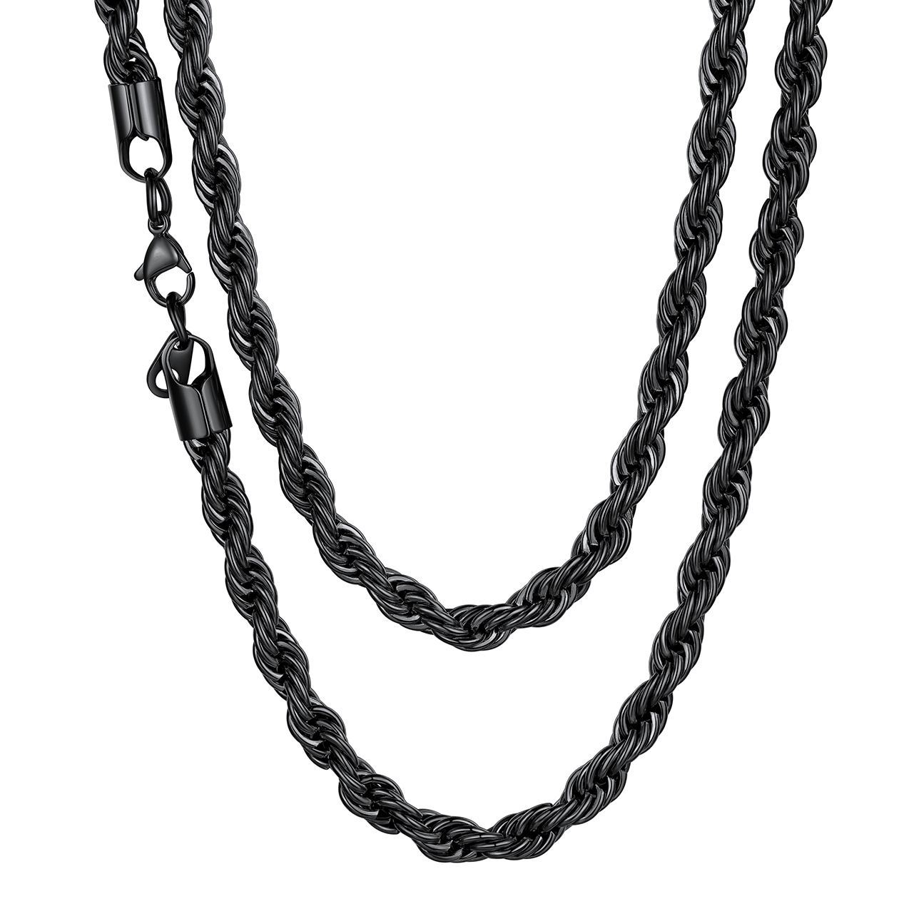 3/6/9MM Twisted Rope Chain Stainless Steel Link Necklace