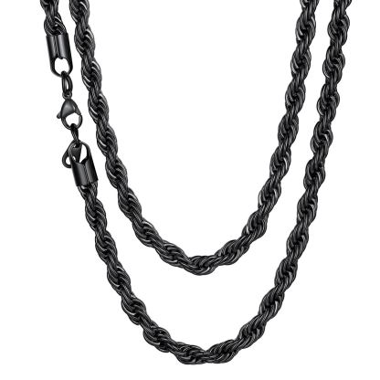 3/6/9MM Twisted Rope Chain Stainless Steel Link Necklace