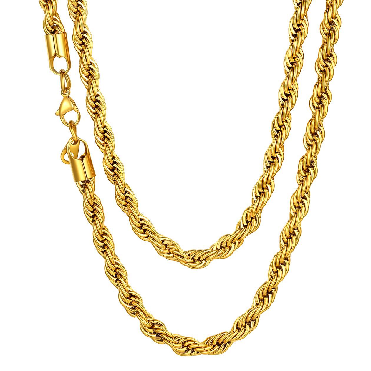 3/6/9MM Twisted Rope Chain Stainless Steel Link Necklace
