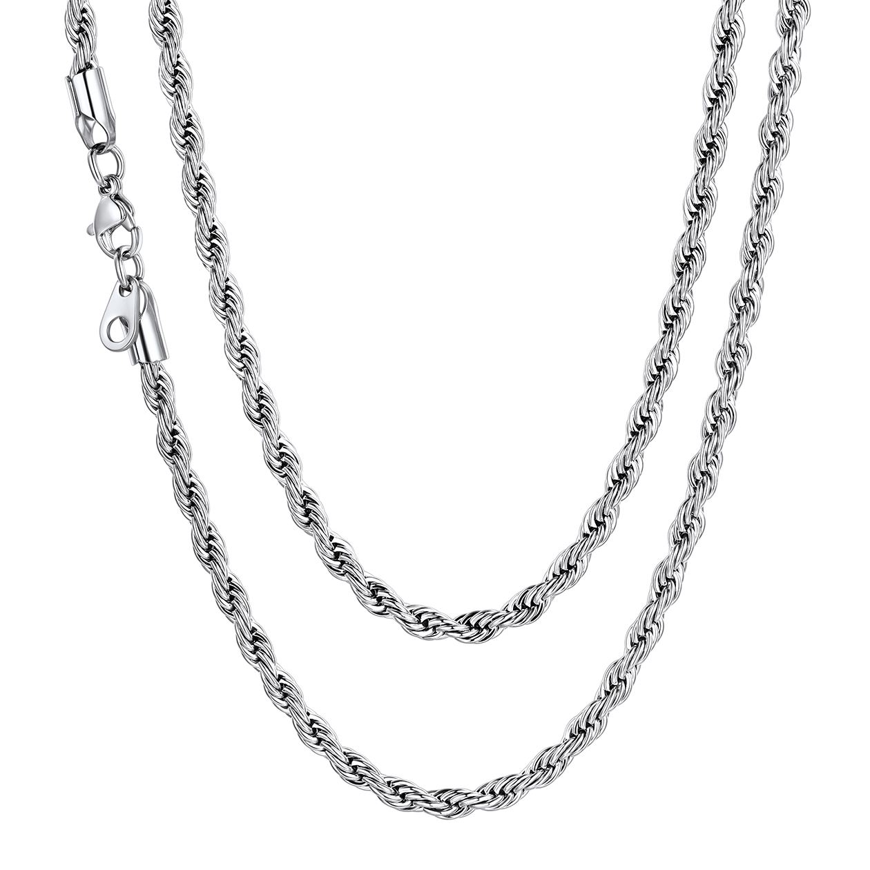 3/6/9MM Twisted Rope Chain Stainless Steel Link Necklace For Men