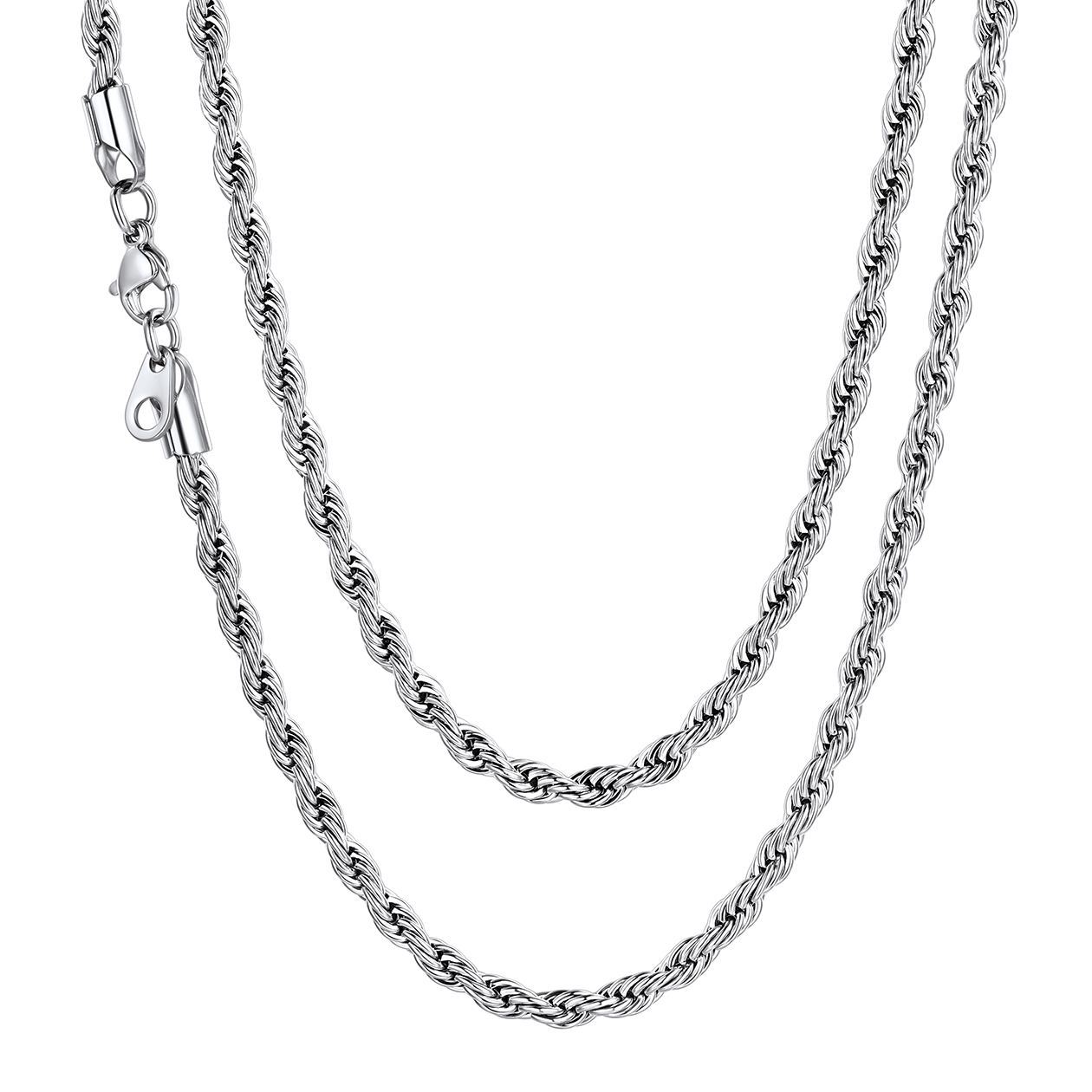 3/6/9MM Twisted Rope Chain Stainless Steel Link Necklace For Men