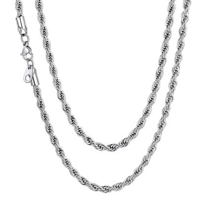 3/6/9MM Twisted Rope Chain Stainless Steel Link Necklace For Men