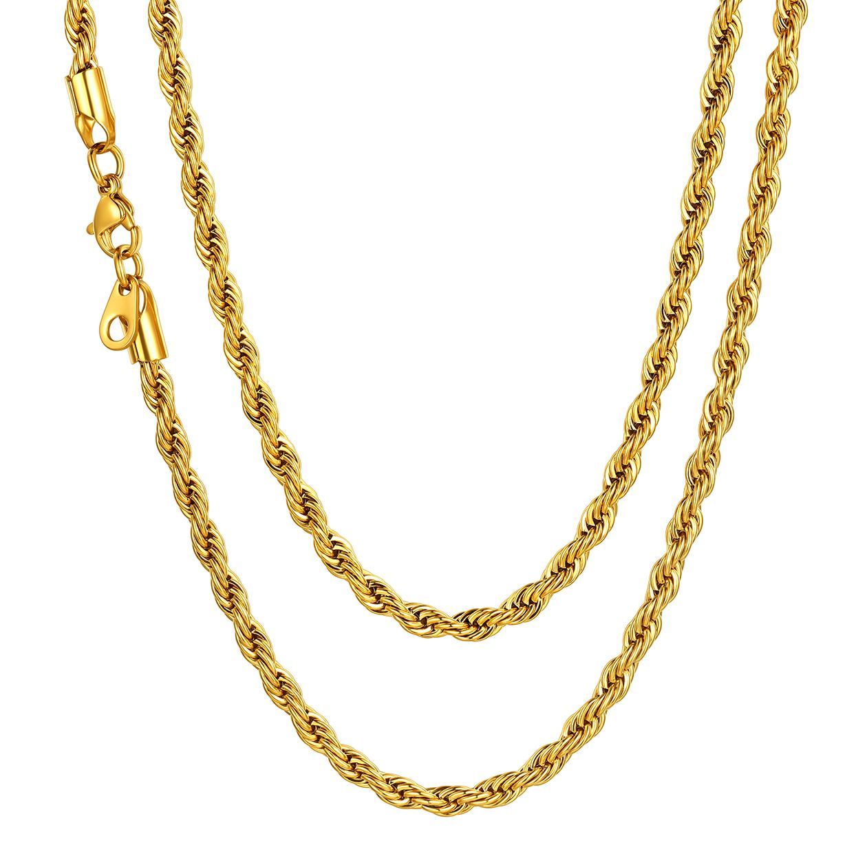 3/6/9MM Twisted Rope Chain Stainless Steel Link Necklace For Men