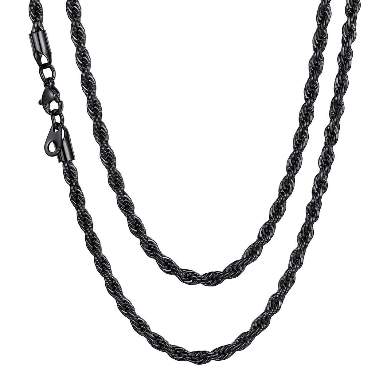 3/6/9MM Twisted Rope Chain Stainless Steel Link Necklace For Men