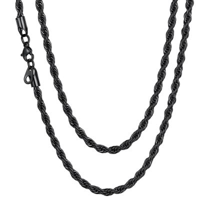 3/6/9MM Twisted Rope Chain Stainless Steel Link Necklace For Men