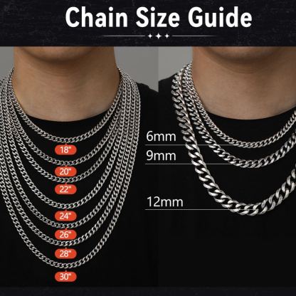 Steel / 12mm / 30 inch Hip Hop Cuban Chain Necklace for Men 6/9/12mm Width