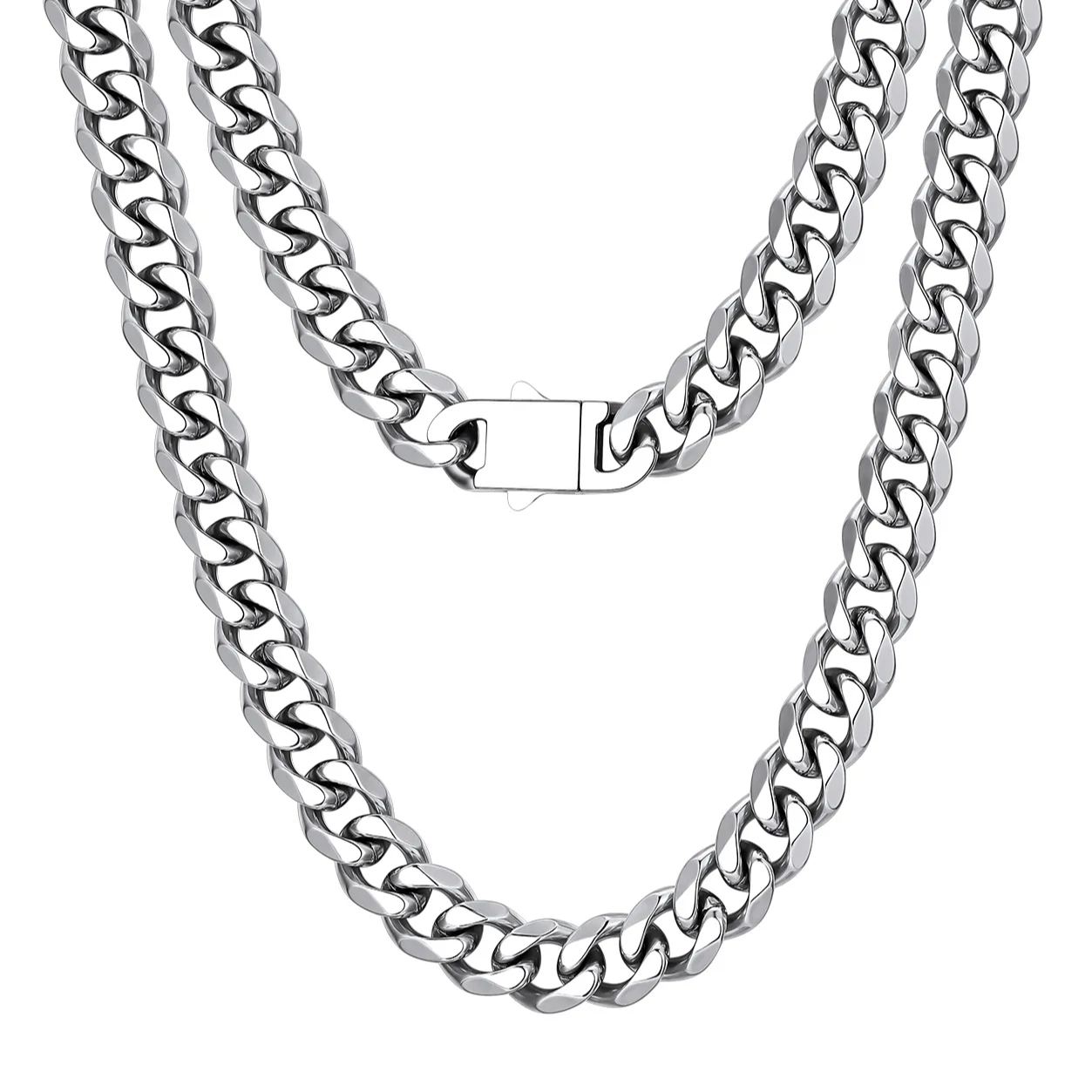 Steel / 6mm / 30 inch Hip Hop Cuban Chain Necklace for Men 6/9/12mm Width