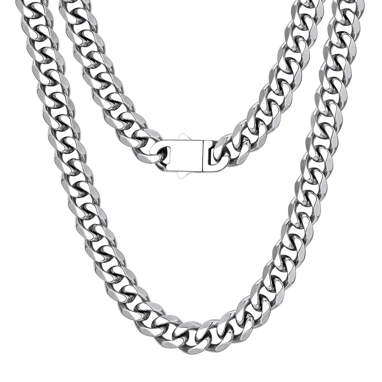 Steel / 6mm / 30 inch Hip Hop Cuban Chain Necklace for Men 6/9/12mm Width