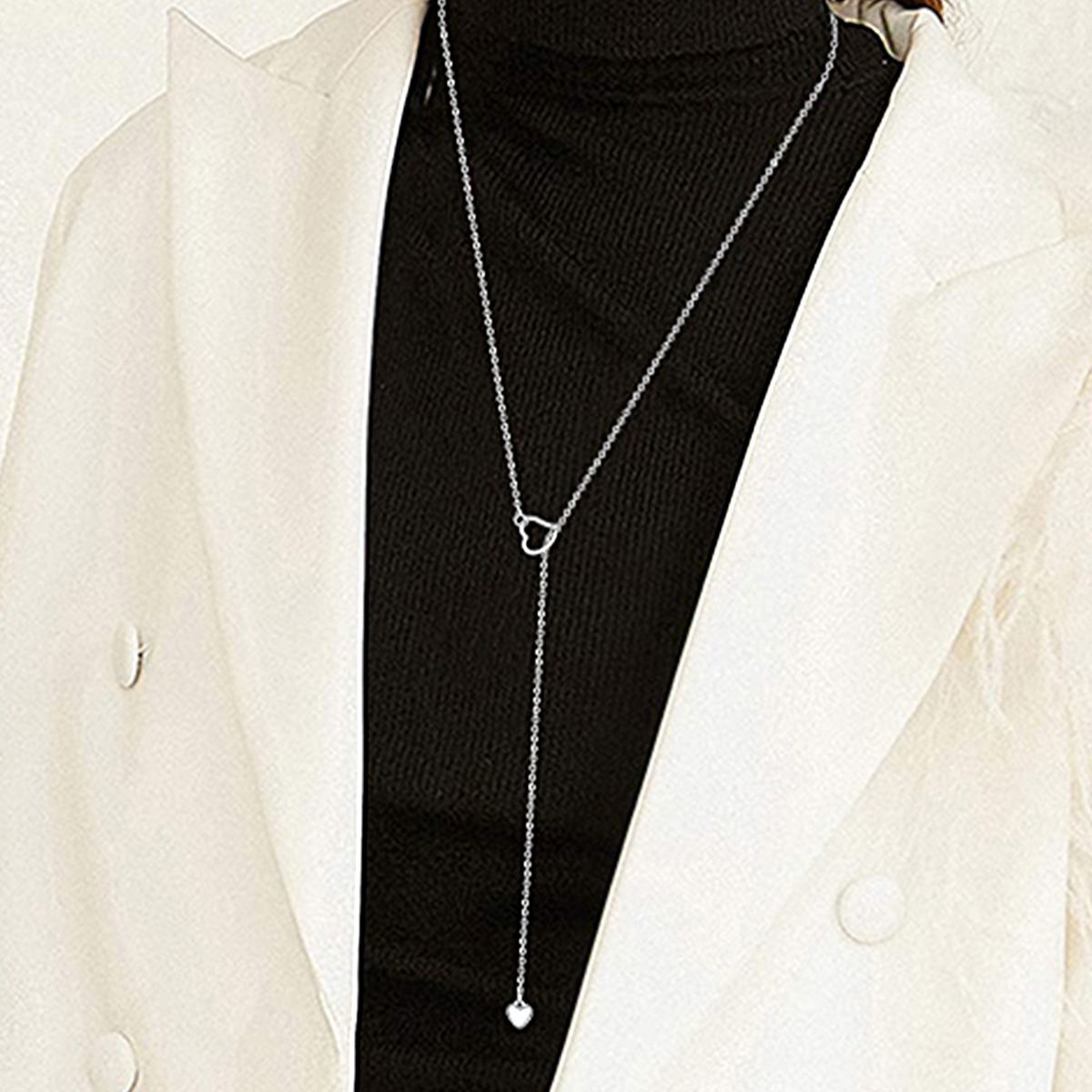 2.5mm Minimalist Heart Solid Pendant Necklace Stainless Steel For Women