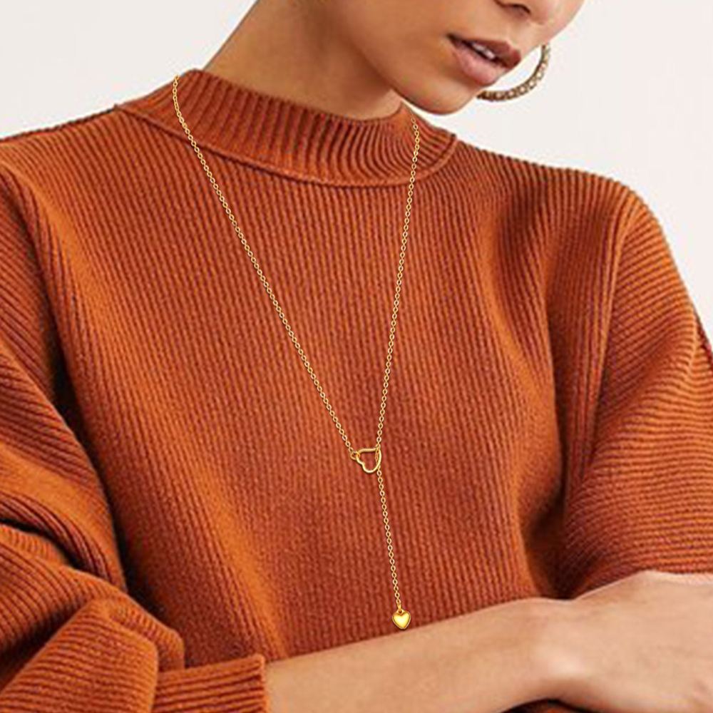2.5mm Minimalist Heart Solid Pendant Necklace Stainless Steel For Women