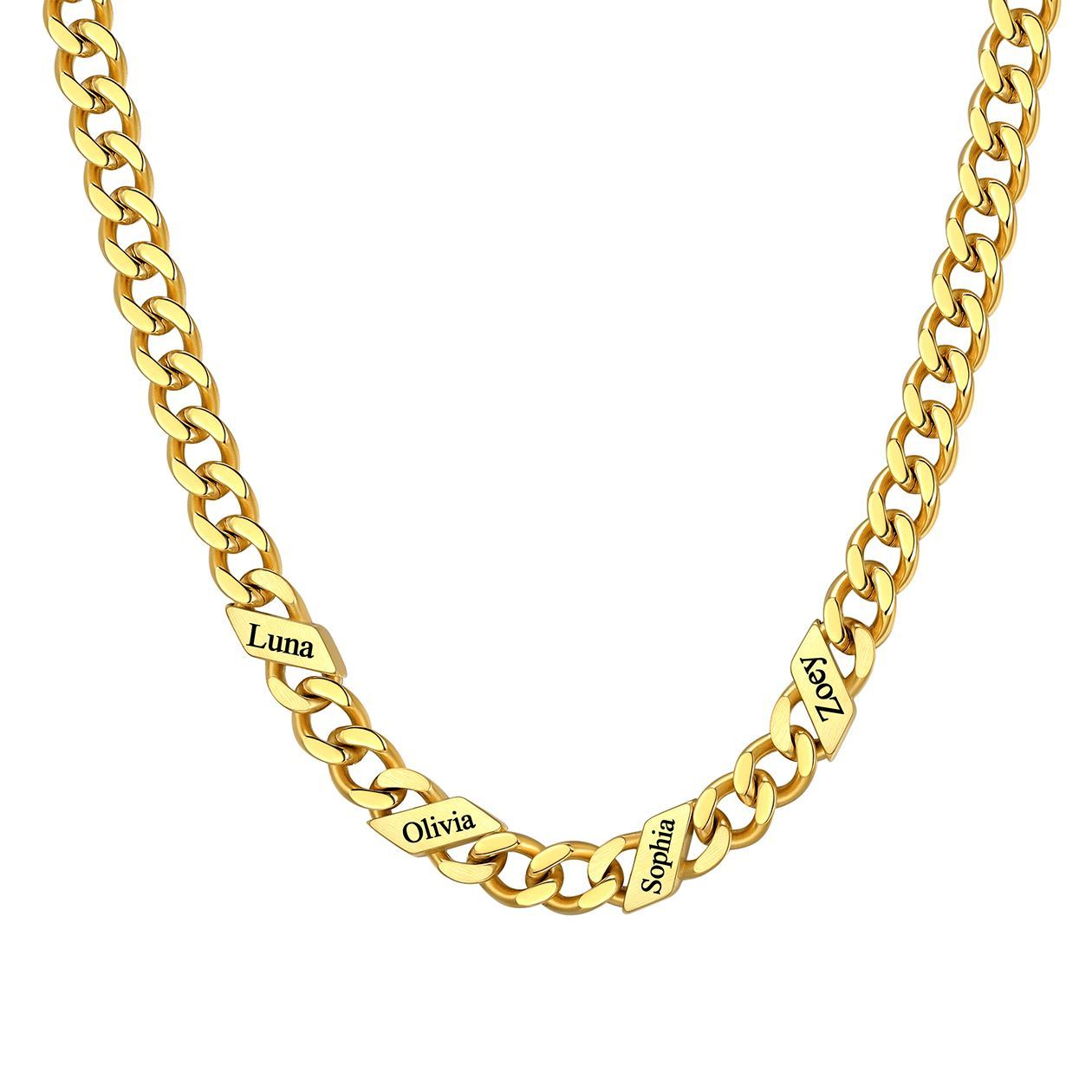 1-6 Names Stainless Steel Engraved Cuban Chain Necklace for Women
