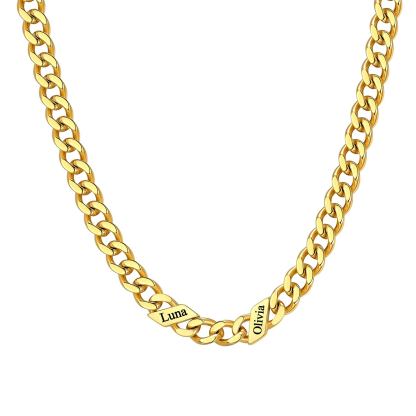 1-6 Names Stainless Steel Engraved Cuban Chain Necklace for Women
