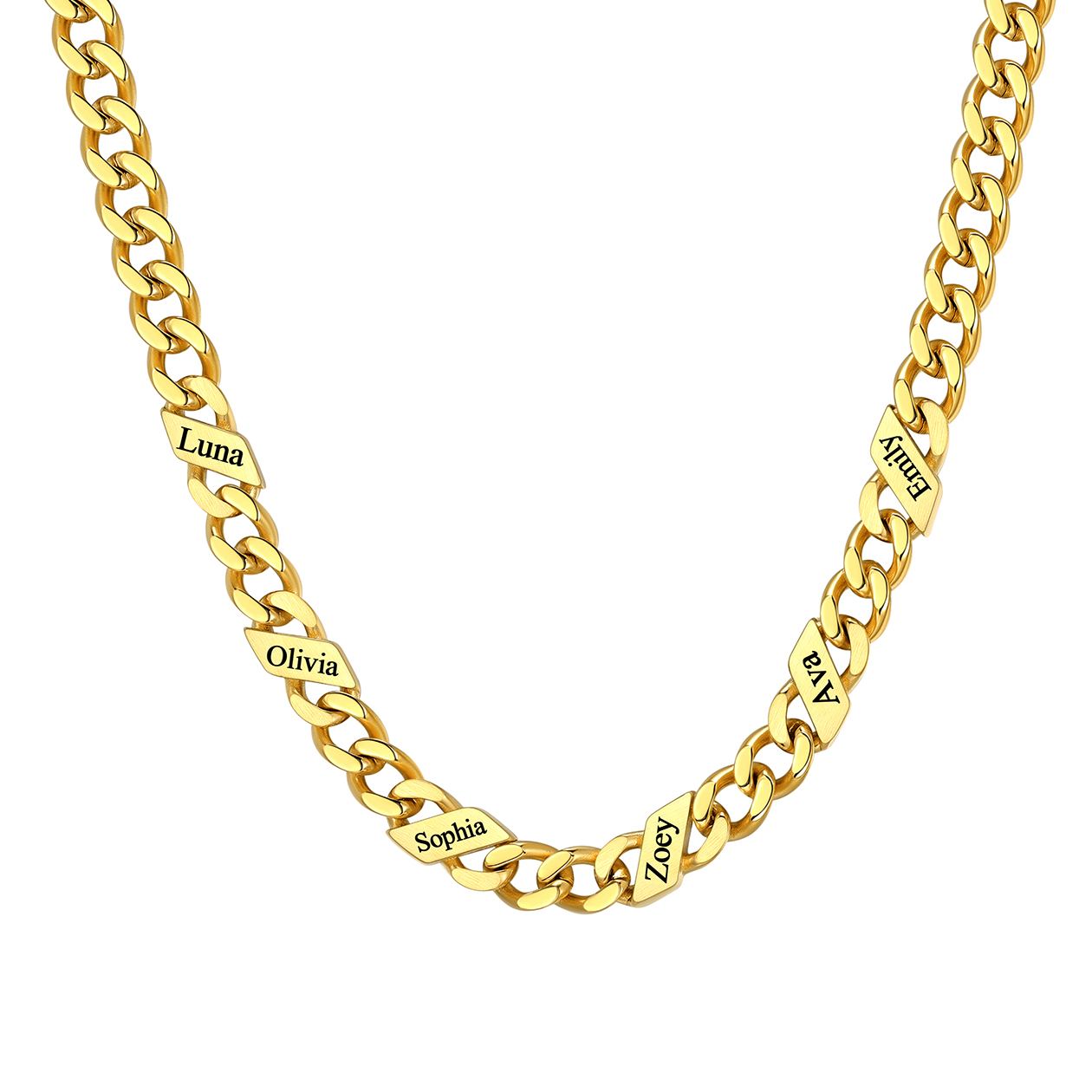 1-6 Names Stainless Steel Engraved Cuban Chain Necklace for Women