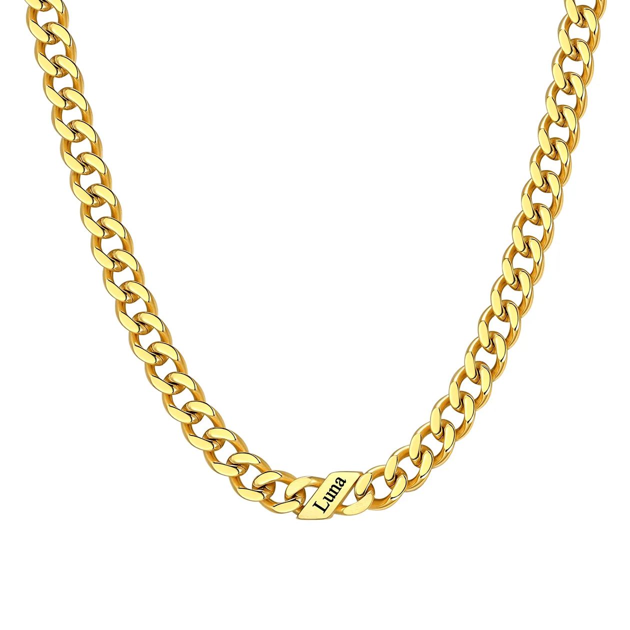 1-6 Names Stainless Steel Engraved Cuban Chain Necklace for Women