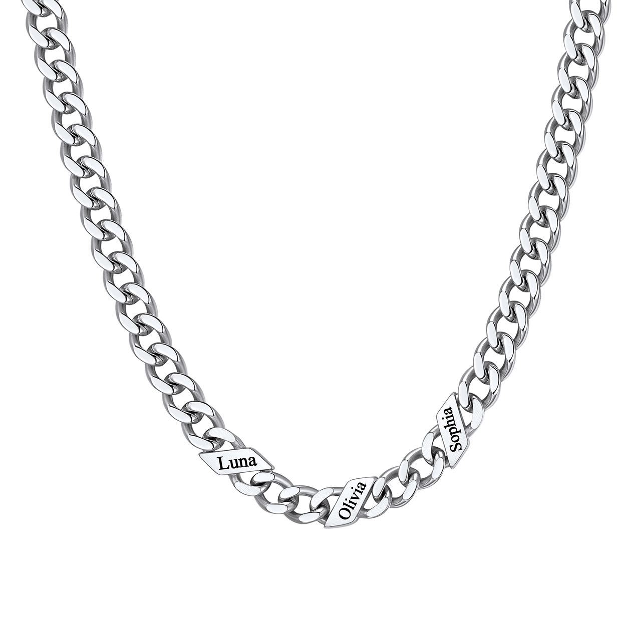 1-6 Names Stainless Steel Engraved Cuban Chain Necklace for Women