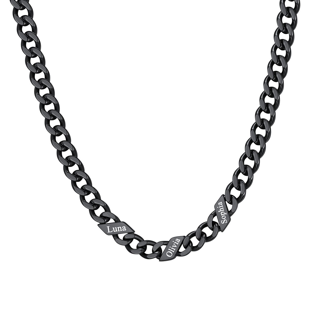 1-6 Names Stainless Steel Engraved Cuban Chain Necklace for Women