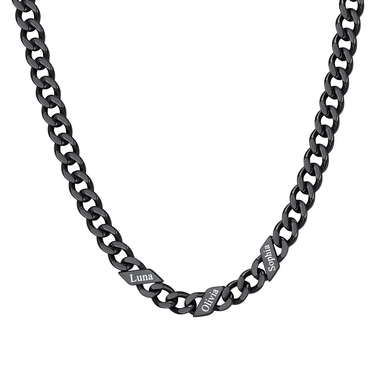 1-6 Names Stainless Steel Engraved Cuban Chain Necklace for Women