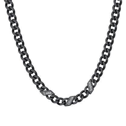 1-6 Names Stainless Steel Engraved Cuban Chain Necklace for Women