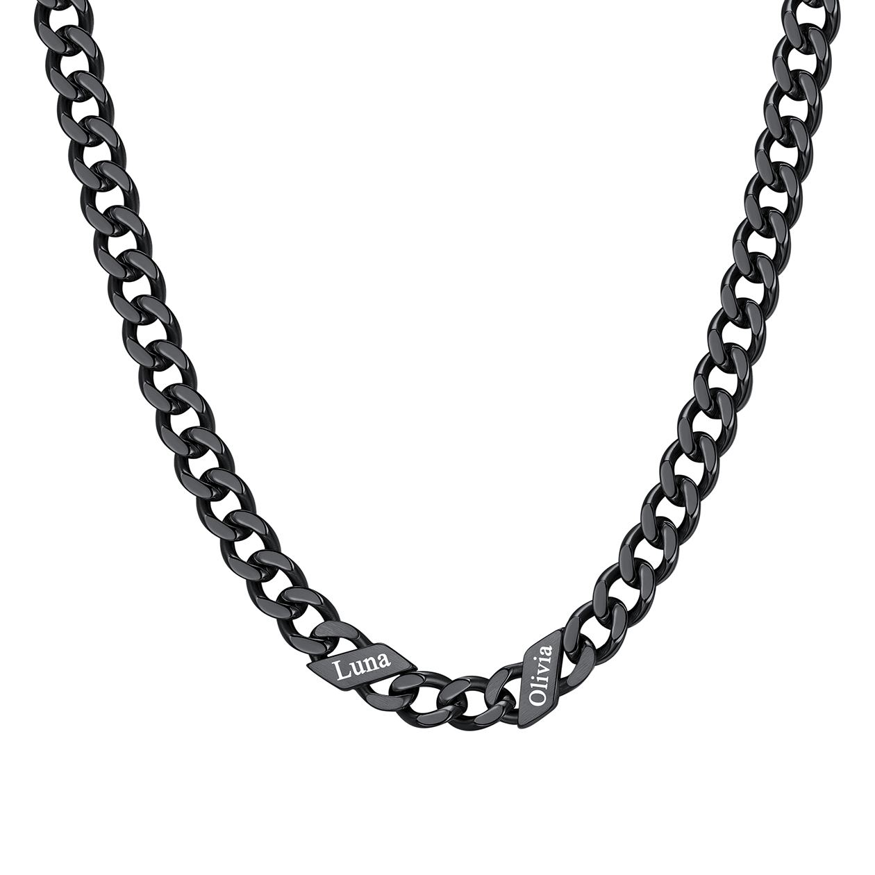 1-6 Names Stainless Steel Engraved Cuban Chain Necklace for Women