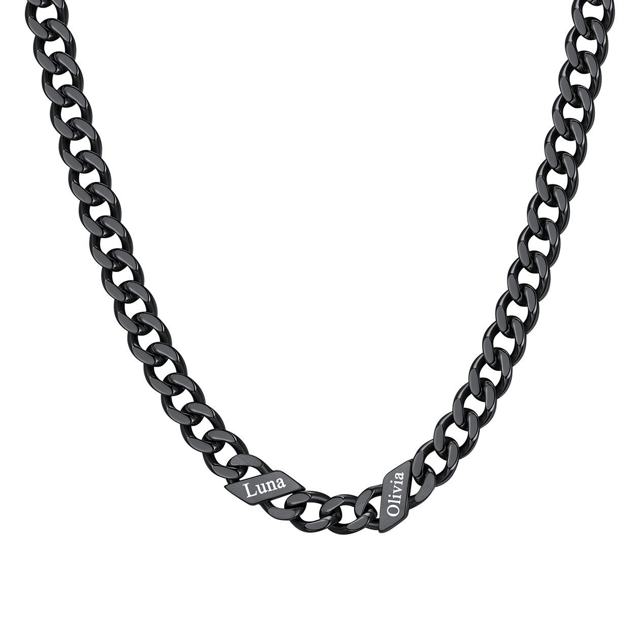 1-6 Names Stainless Steel Engraved Cuban Chain Necklace for Women