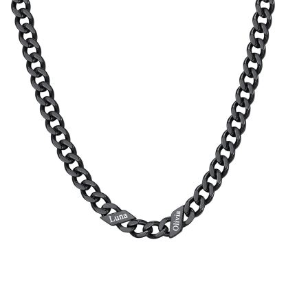 1-6 Names Stainless Steel Engraved Cuban Chain Necklace for Women