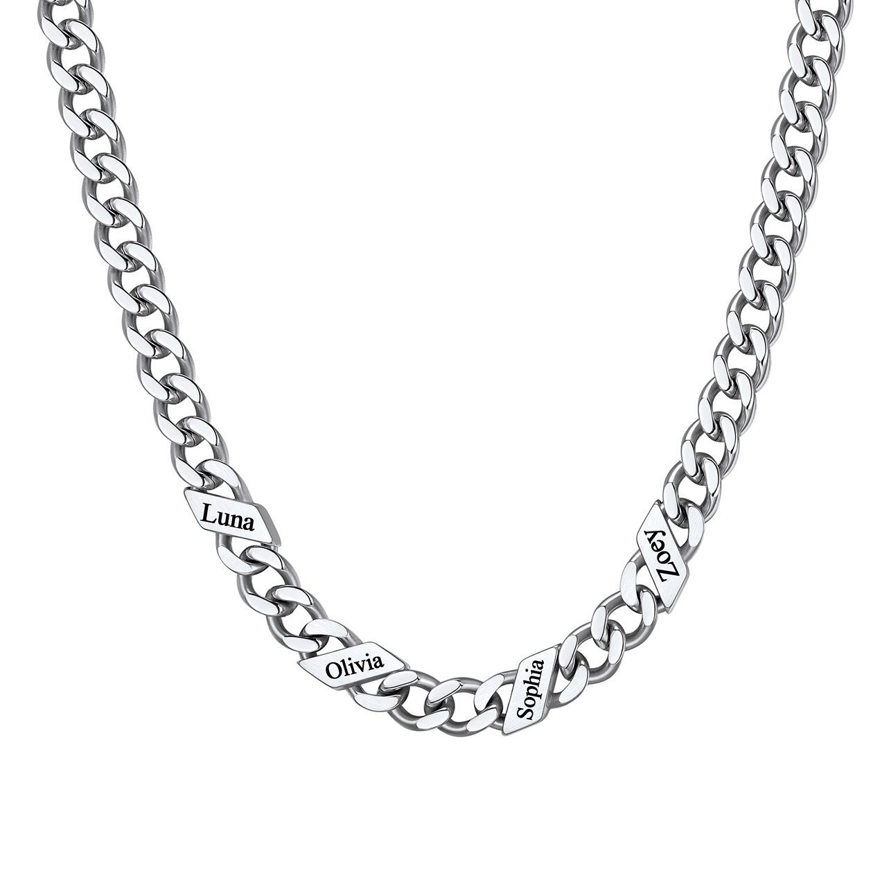 1-6 Names Stainless Steel Engraved Cuban Chain Necklace for Women