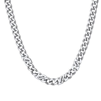 1-6 Names Stainless Steel Engraved Cuban Chain Necklace for Women