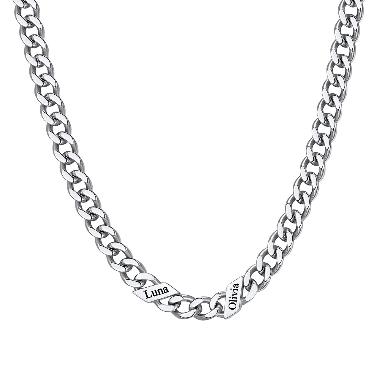 1-6 Names Stainless Steel Engraved Cuban Chain Necklace for Women
