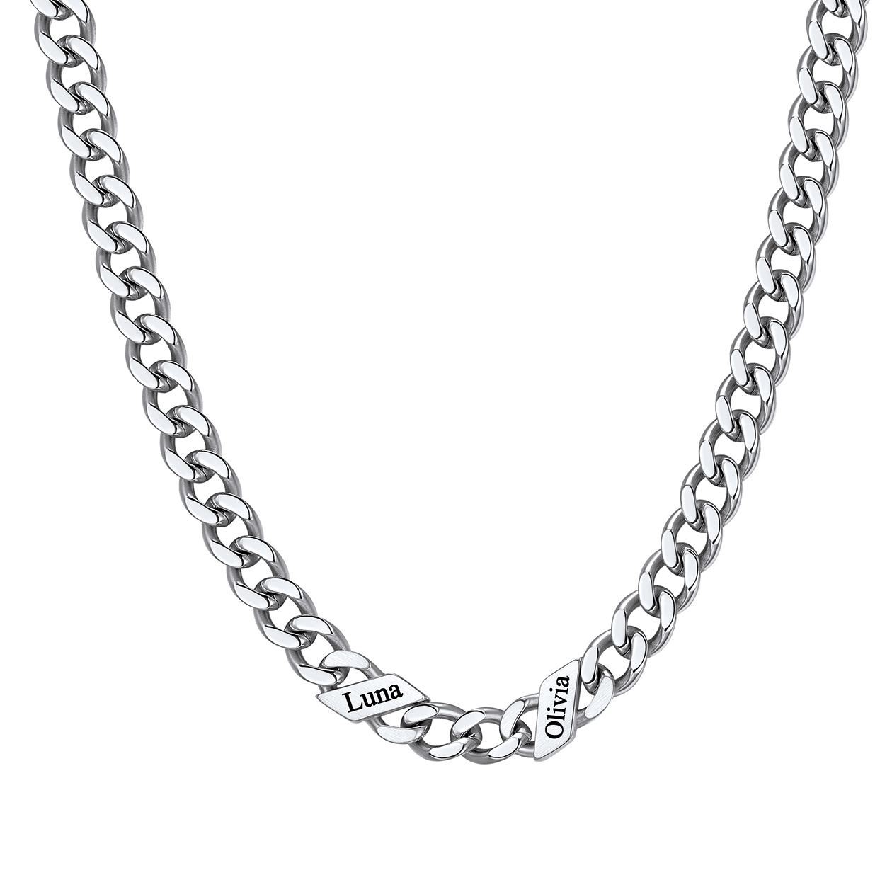 1-6 Names Stainless Steel Engraved Cuban Chain Necklace for Women