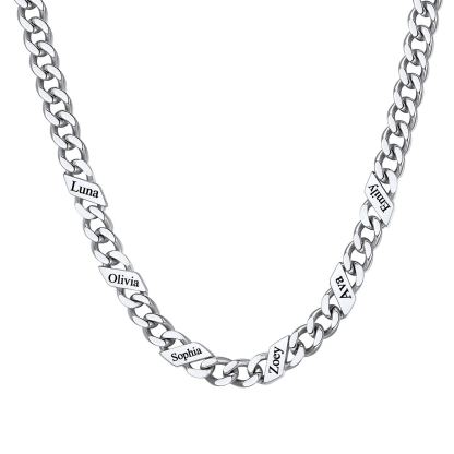 1-6 Names Stainless Steel Engraved Cuban Chain Necklace for Women