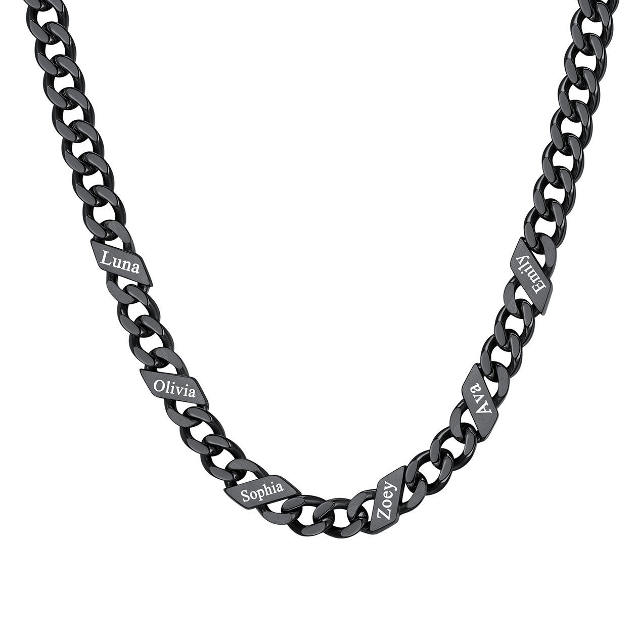 1-6 Names Stainless Steel Engraved Cuban Chain Necklace for Women