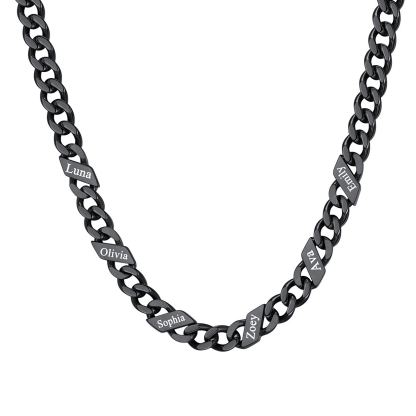 1-6 Names Stainless Steel Engraved Cuban Chain Necklace for Women