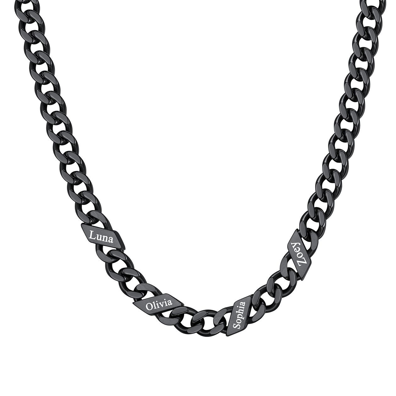 1-6 Names Stainless Steel Engraved Cuban Chain Necklace for Women