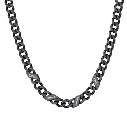 1-6 Names Stainless Steel Engraved Cuban Chain Necklace for Women