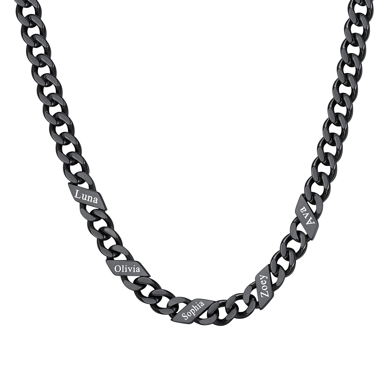 1-6 Names Stainless Steel Engraved Cuban Chain Necklace for Women
