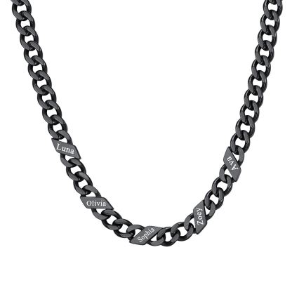 1-6 Names Stainless Steel Engraved Cuban Chain Necklace for Women