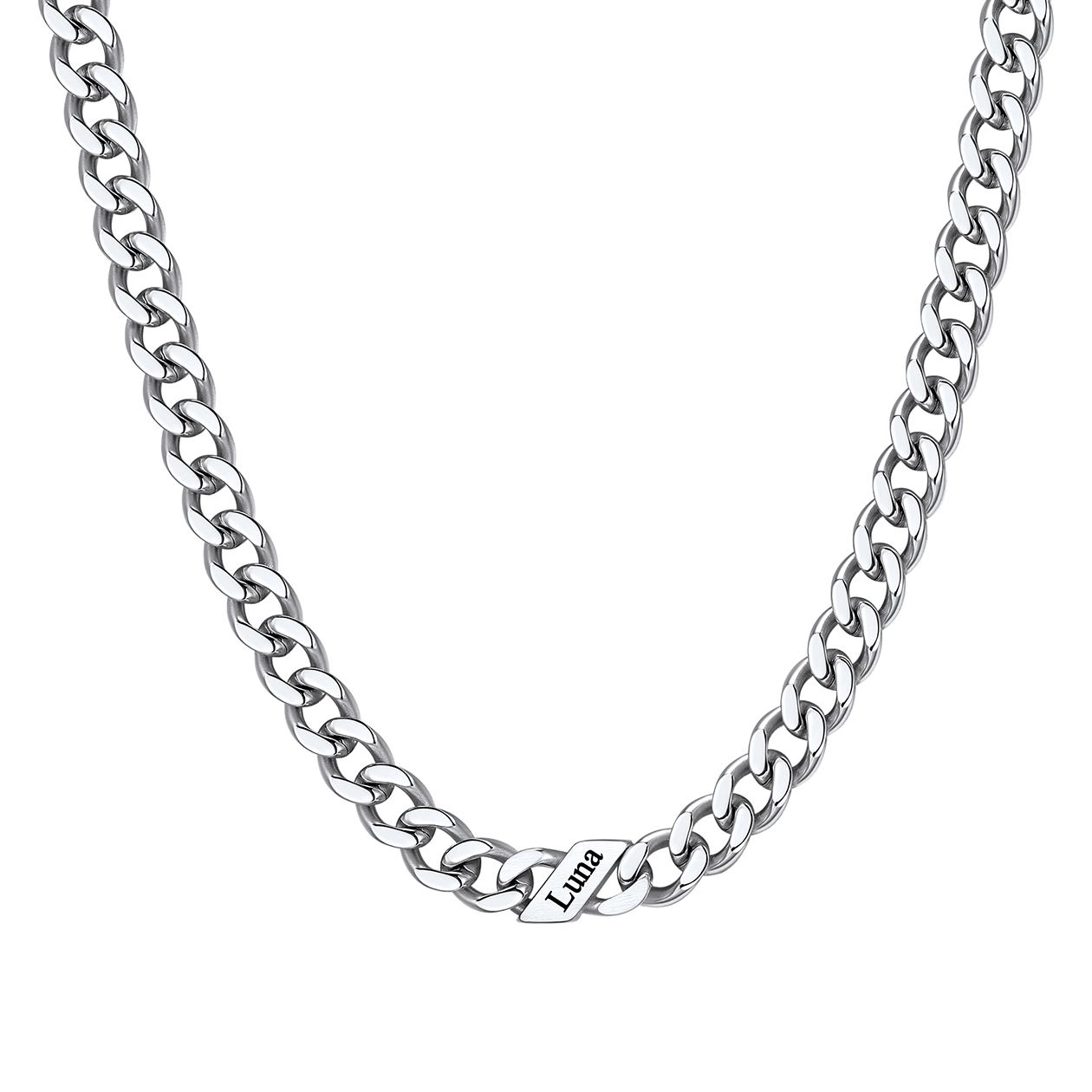 1-6 Names Stainless Steel Engraved Cuban Chain Necklace for Women